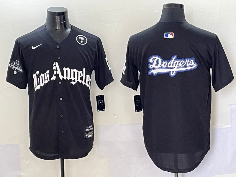 Men Los Angeles Dodgers Blank Black Five generations Joint Name 2025 Nike MLB Jersey style 64